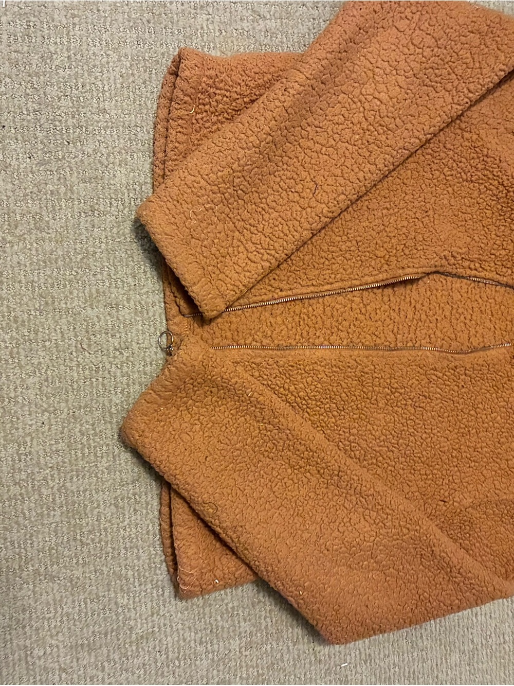 Cozy Burnt Orange Sherpa Zip Jacket